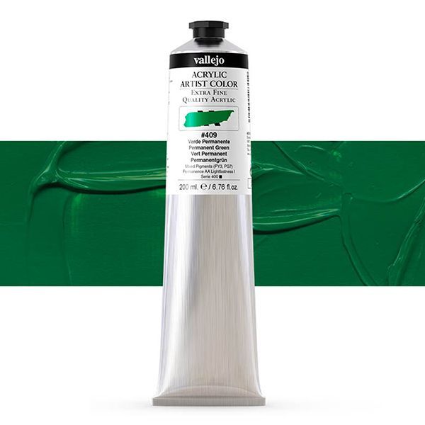 VALLEJO ACRYLIC ARTIST 409: 200 ML. PERMANENT GREEN - Al Masam Stationery LLC
