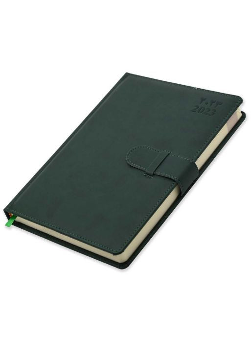 FIS Agenda Dairy (Arabic/English) Italian PU, 1 Side Padded, Green - Al Masam Stationery LLC