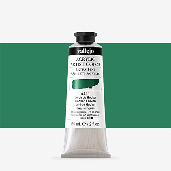 VALLEJO ACRYLIC ARTIST 411: 60 ML. HOOKER'S GREEN - Al Masam Stationery LLC