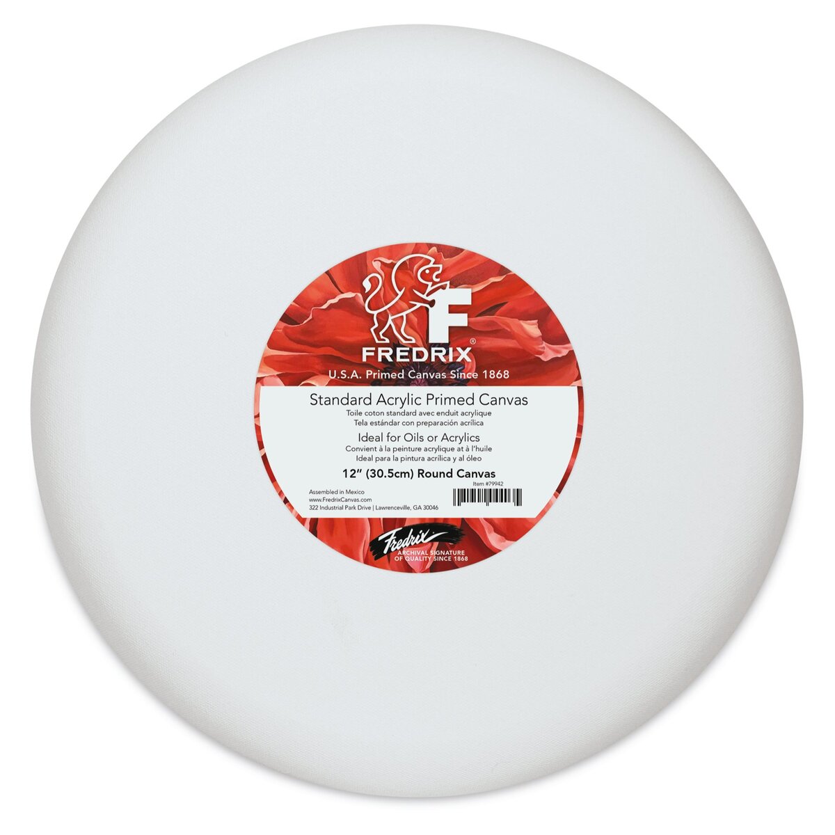 Fredrix TARA Round Stretched Canvas 12"or 30.48 cm - Al Masam Stationery LLC Main image
