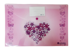 Atlas Pink Heart Document Bag Blue - Al Masam Stationery LLC