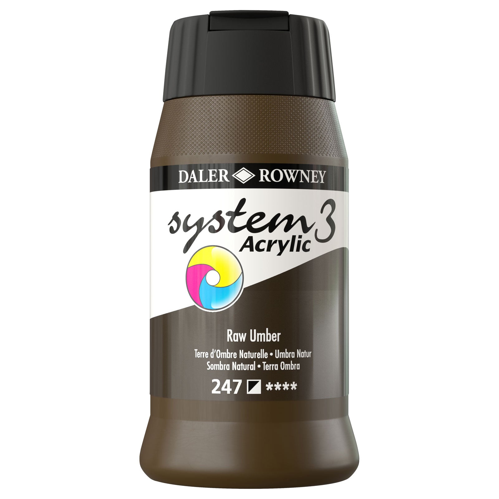 DALER ROWNEY SYSTEM 3 ACRYLIC PAINT 500ML  RAW UMBER - Al Masam Stationery LLC Main image