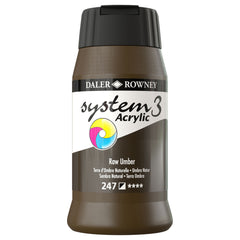 DALER ROWNEY SYSTEM 3 ACRYLIC PAINT 500ML  RAW UMBER - Al Masam Stationery LLC