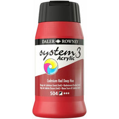 DALER ROWNEY SYSTEM 3 ACRYLIC PAINT 500ML CAD RED DEEPHUE - Al Masam Stationery LLC