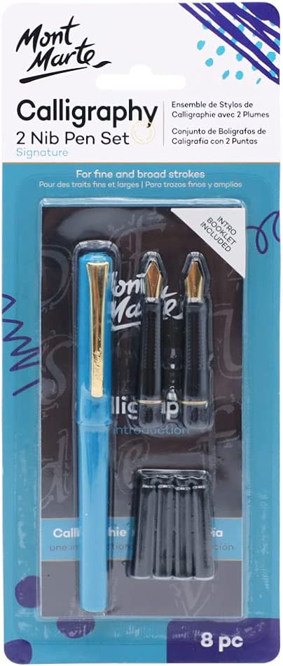 Mont Marte Calligraphy 2 Nib Pen Set 8pc - Al Masam Stationery LLC Main image