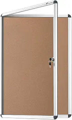 Bi-Office single door cork display board with enclosed notice frame, measuring 720x981mm, suitable for office or classroom use.