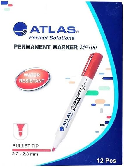 Atlas Permanent Marker Bullet Tip Red | Marking Pen