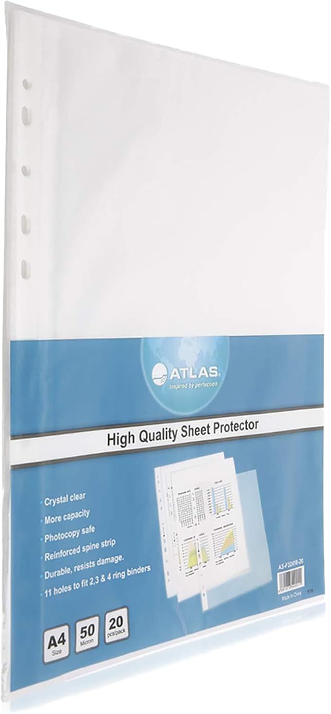 ATLAS A4 Size Sheet Protector Set Blue - Al Masam Stationery LLC