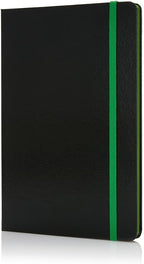 Atlas Elite ruled notebook with 240 pages and 4 tabbed dividers in black, ideal for organized note-taking and writing.