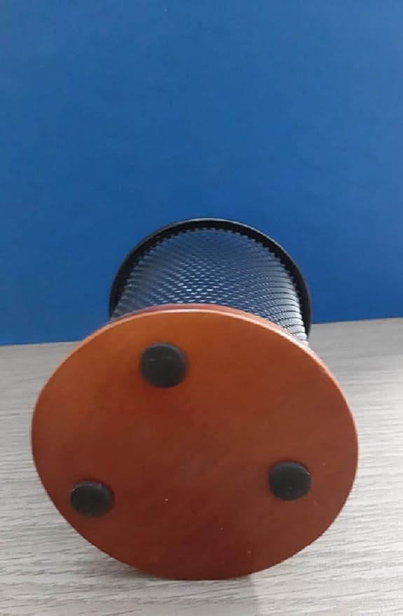 Pen Holder with Wooden Base for Desk Organization