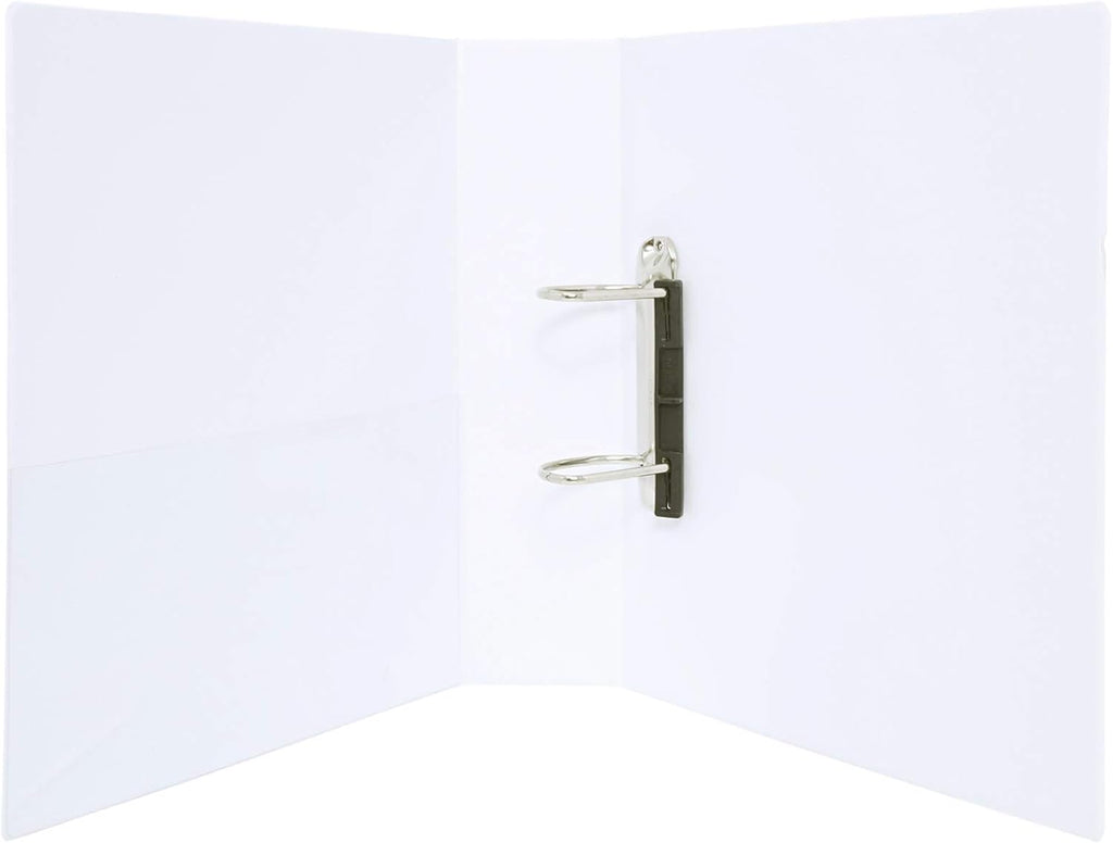 Atlas PVC A4 4-ring binder with 65mm spine and pocket, white document filing folder for organized storage.