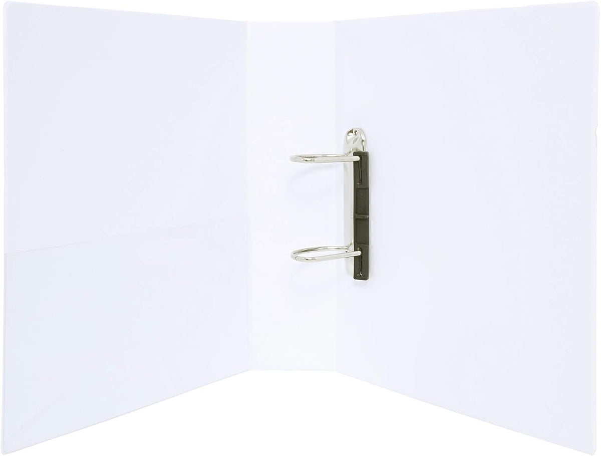 Atlas PVC A4 4-ring binder with 65mm spine and pocket, white document filing folder for organized storage.