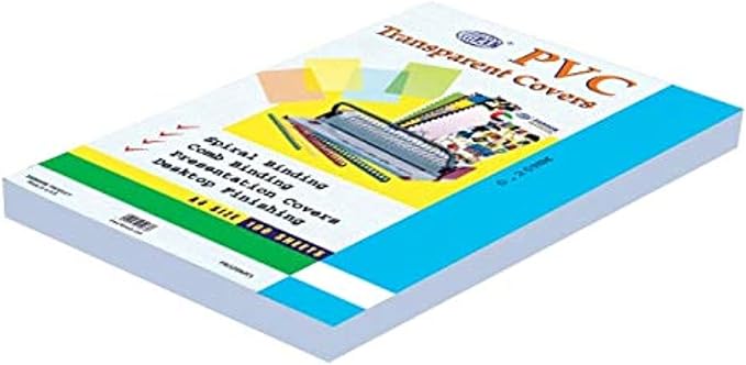 Atlas A4 transparent binding cover in clear 0.20mm thickness, showing smooth, flexible plastic material for professional document presentation.