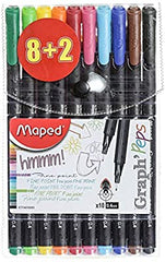 Maped Graph'Peps Fineliner Pack of 8+2 - Al Masam Stationery LLC