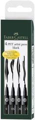 FABER-CASTELL 4 PITT ARTIST PENS BLACK - Al Masam Stationery LLC