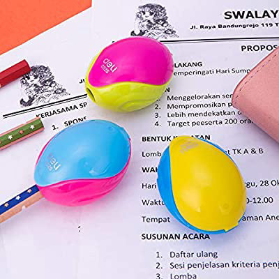 Deli 1-hole Sharpener w/canister 7mm 3C - (E0525) - Al Masam Stationery LLC