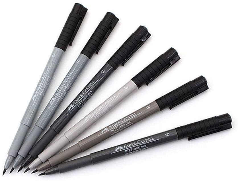 FABER-CASTELL PITT Artist Drawing Ink Pen Shades Of Grey - Al Masam Stationery LLC