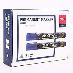 Deli Permanent Marker Chisel 1.5-5mm Blue - (EU10330) - Al Masam Stationery LLC