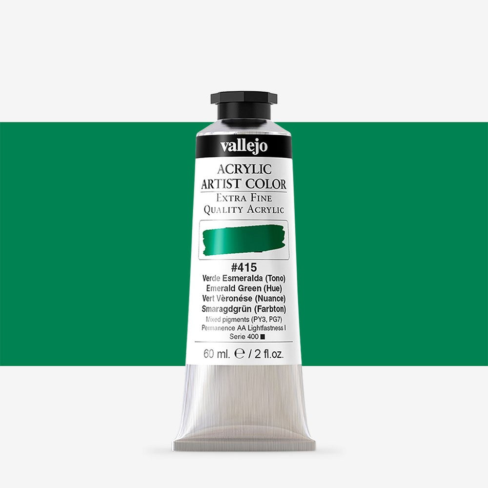 VALLEJO ACRYLIC ARTIST 415: 60 ML. EMERALD GREEN (HUE) - Al Masam Stationery LLC