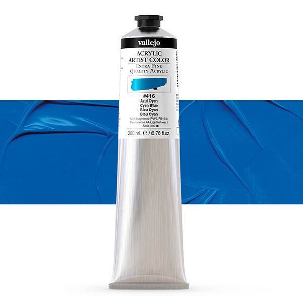 VALLEJO ACRYLIC ARTIST 416: 200 ML. CYAN BLUE - Al Masam Stationery LLC