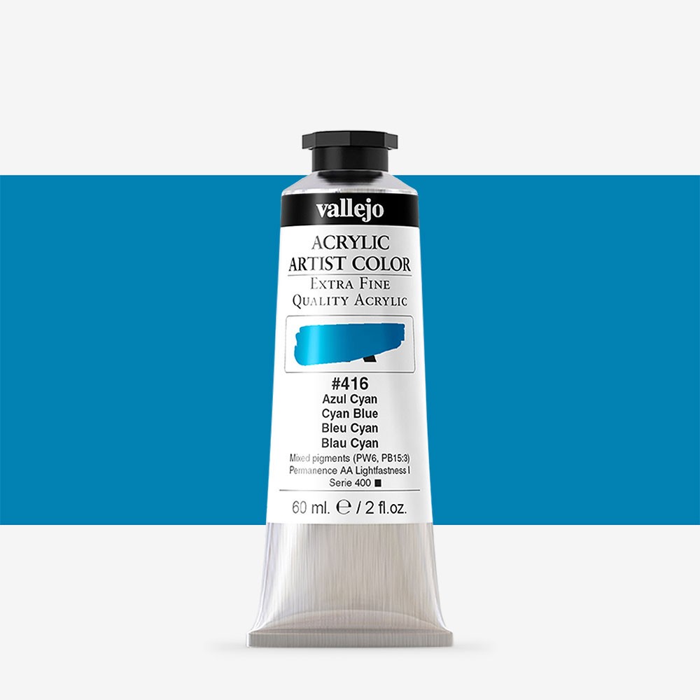 VALLEJO ACRYLIC ARTIST 416: 60 ML. CYAN BLUE - Al Masam Stationery LLC