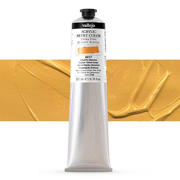 VALLEJO ACRYLIC ARTIST 417: 200 ML. NAPLES YELLOW (HUE) - Al Masam Stationery LLC