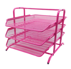 Document Tray 3tier Wiremesh Pink - Al Masam Stationery LLC