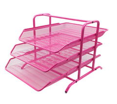 Document Tray 3tier Wiremesh Pink - Al Masam Stationery LLC