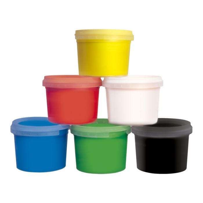 Case 6 pots 100 ml finger paint, basic colours