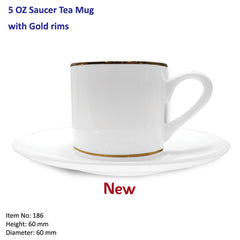 Saucer Tea Mugs with Gold rims - Al Masam Stationery LLC