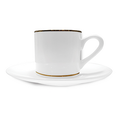 Saucer Tea Mugs with Gold rims - Al Masam Stationery LLC