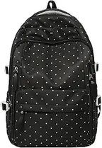 Atlas Girl Backpack 16.5-inch Kiki Black Dots school bag with adjustable straps and spacious main compartment.