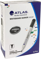 Atlas black bullet tip permanent marker pack with multiple markers, ideal for writing and drawing on various surfaces.