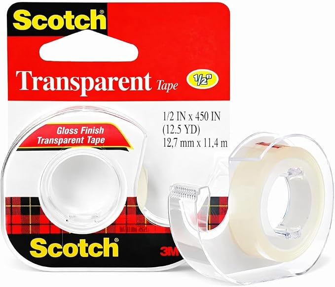 Scotch® Transparent Tape 144 with Dispenser – 12.7 mm × 11.43 m