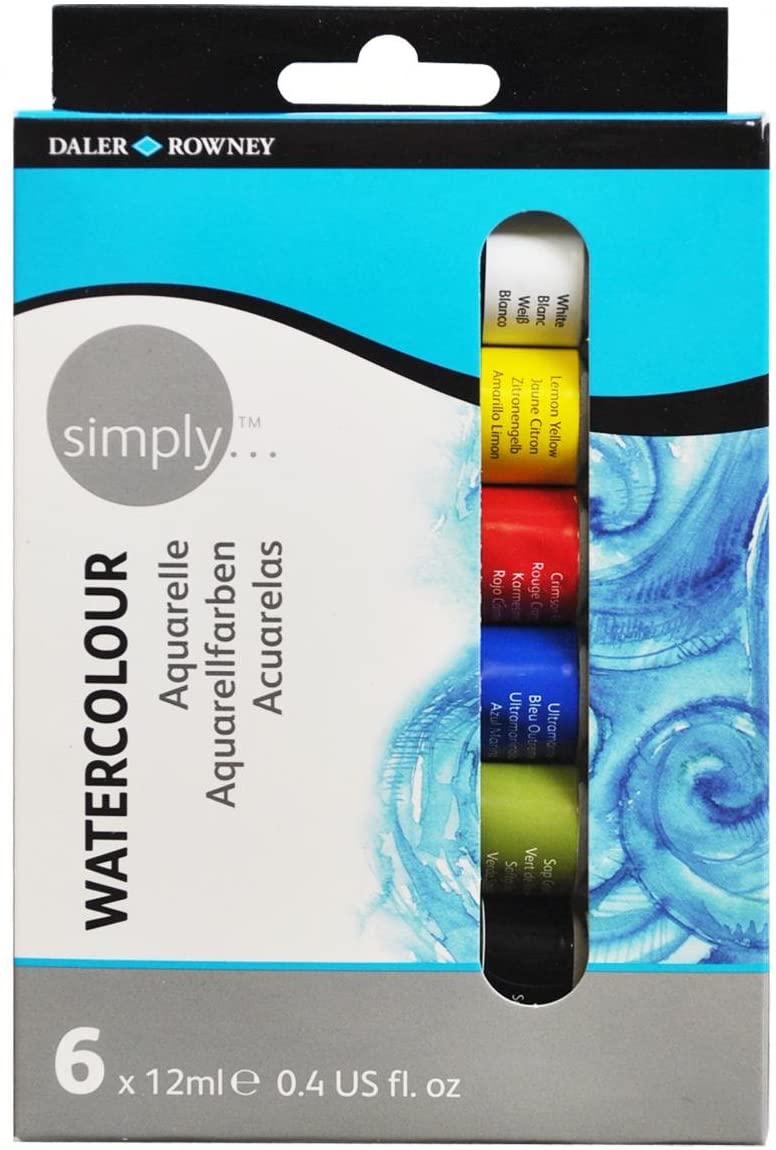 Daler Rowney Simply Watercolour 6x12ml Set,One Size,Multi-Colour - Al Masam Stationery LLC