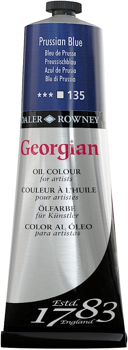 Daler Rowney Georgian Oil Paint  225ML  PRUSSIAN BLUE - Al Masam Stationery LLC Main image