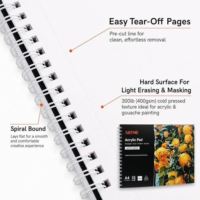 Artmate A3 Acrylic Painting Pad – 12 Sheets, 300 gsm