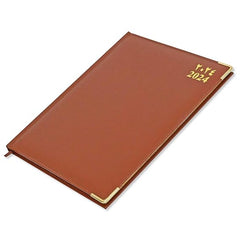 FIS Golden Executive Diary 2024 English/French (1 Week at a glance) Vinyl, Cover Brown