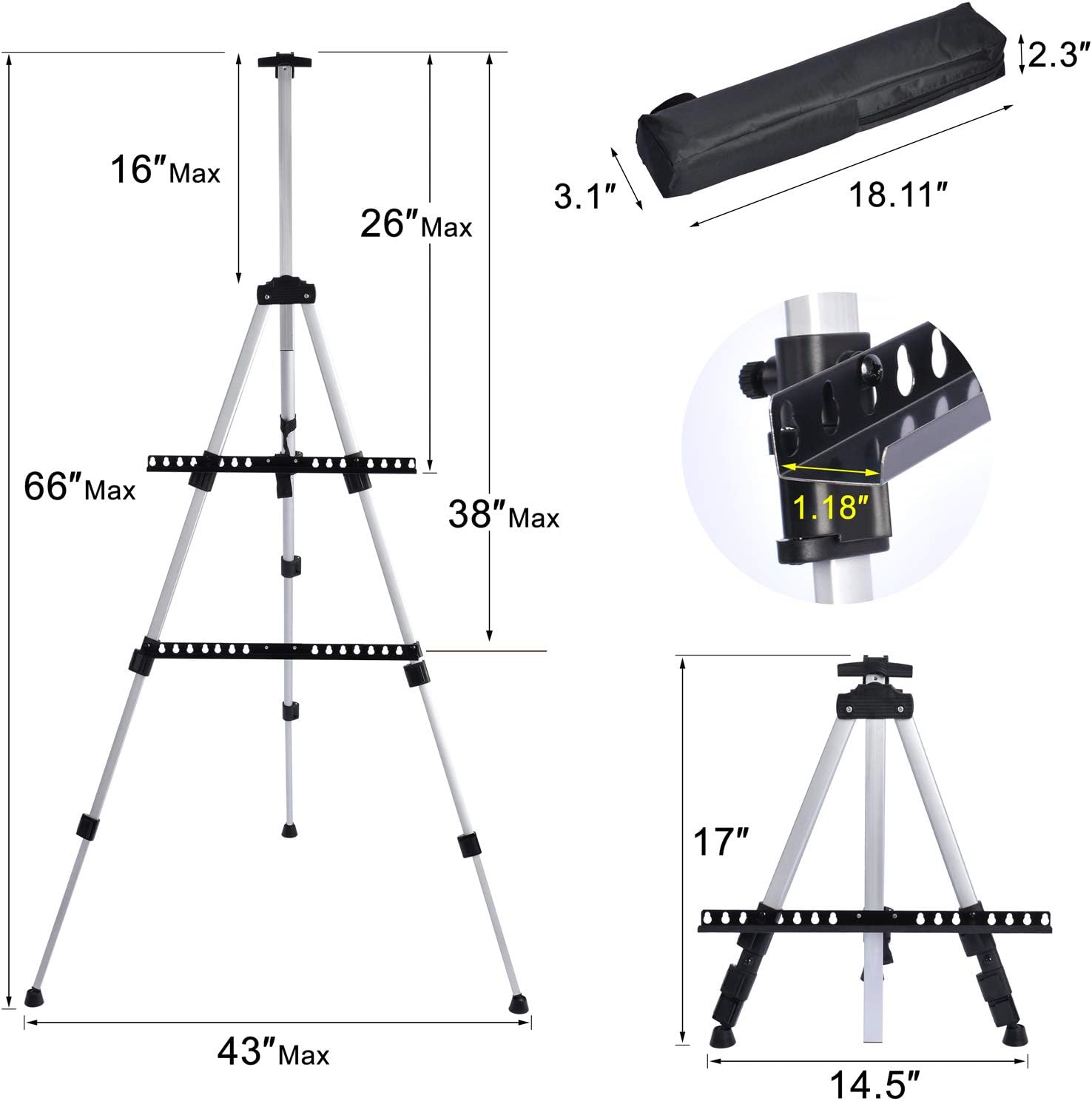 METAL SKETCH EASEL CANVAS HOLD UPTO 137C - SFE0021-N - Al Masam Stationery LLC