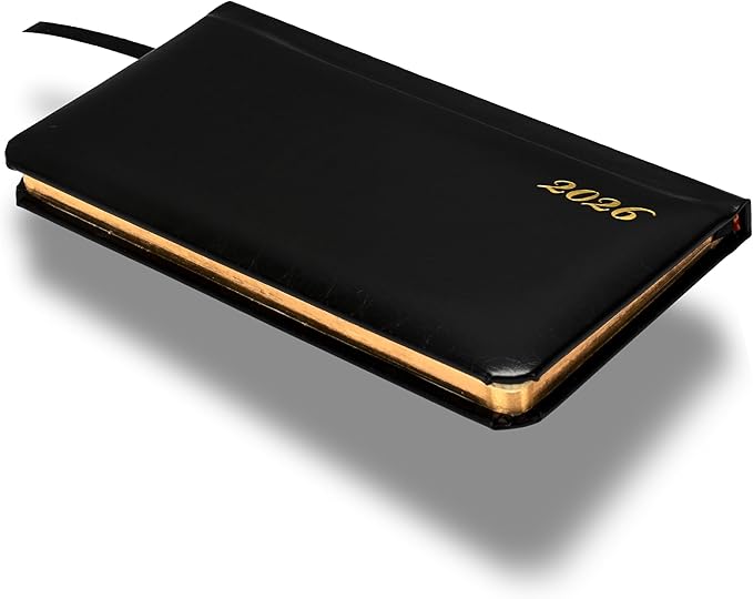 FIS Black Slim Leather Gold 2026 Weekly Diary - FSDI52EGB26BK Main image