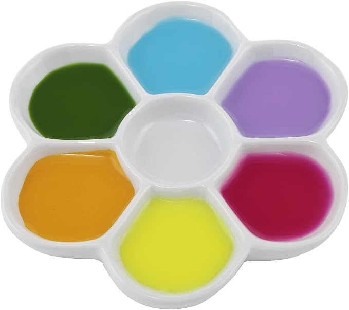 Flower-Shaped Paint Palette for Colour Mixing and Art Projects