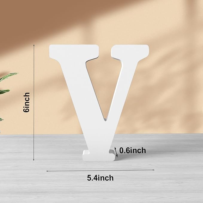 White Wooden Letter V for Crafts & DIY Decoration
