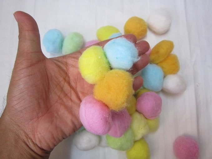 Assorted Colour Cotton Balls for Crafts and School Projects