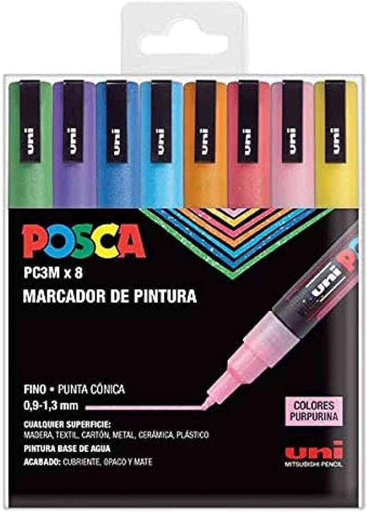 Mitsubishi 3M Uni Posca Bullet Tip Glitter Marker 8 Pcs Pack - Al Masam Stationery LLC Main image