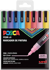 Mitsubishi 3M Uni Posca Bullet Tip Glitter Marker 8 Pcs Pack - Al Masam Stationery LLC