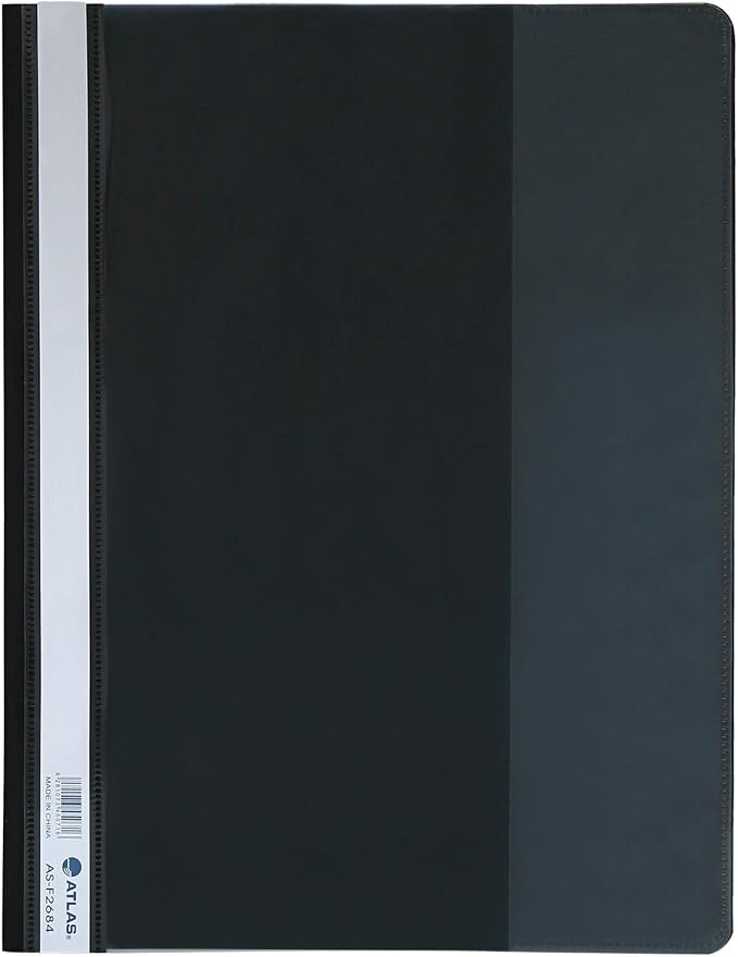 Atlas Thick PP A4 Flat File With Pocket Black