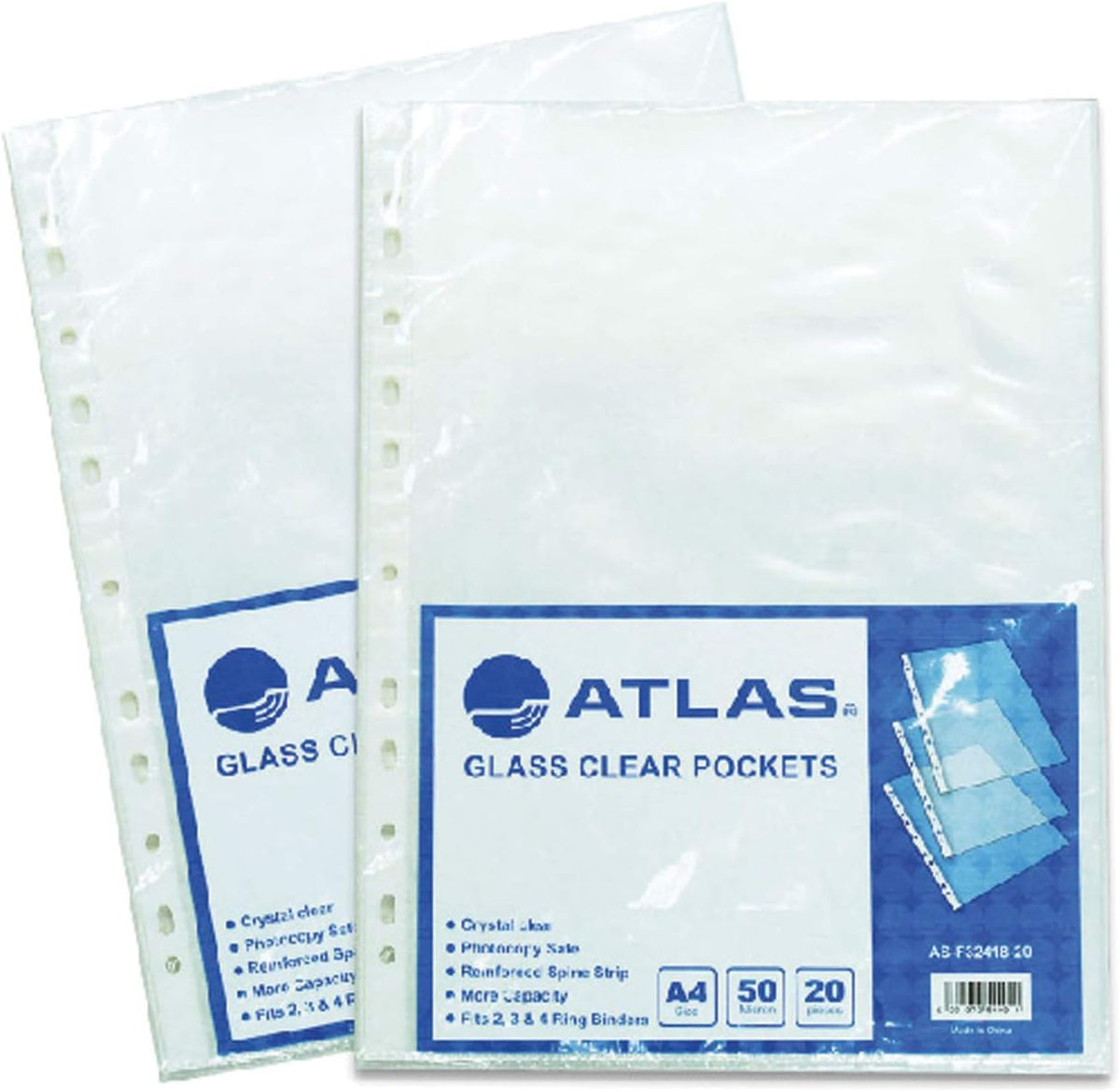 Atlas Glass Clear A3 PP Pocket File Folder 120 Micron