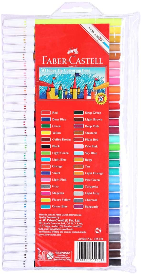 FABER-CASTELL Fibre Tip Pens - (Pack of 30) - Al Masam Stationery LLC