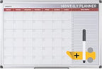 Bi-Office monthly planner with aluminum frame, showing a sleek, organized layout for planning and scheduling.