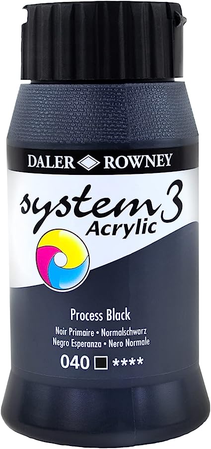 DALER ROWNEY SYSTEM 3 ACRYLIC PAINT 500ML IVORY BLACK - Al Masam Stationery LLC Main image